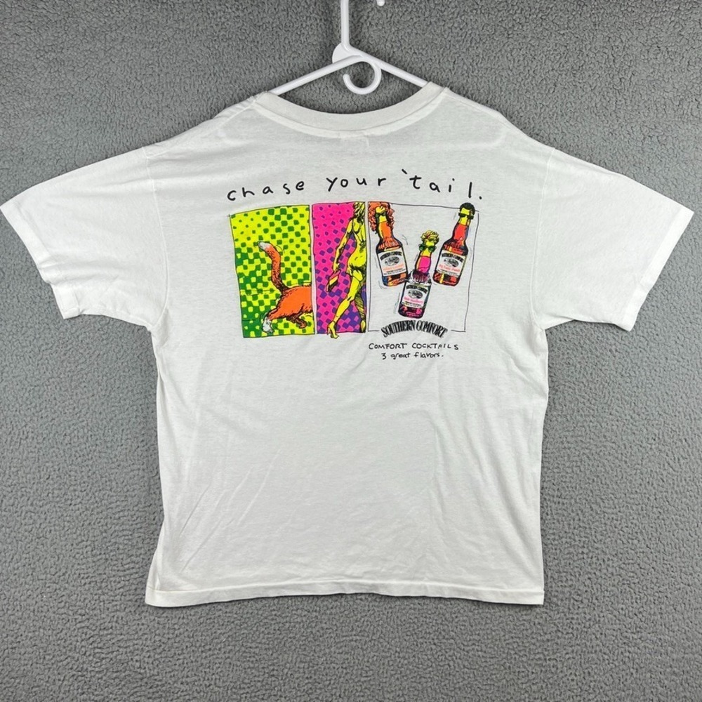Vintage Southern Comfort Cocktail Whisky Chase Your Tail XL White Single Stitch